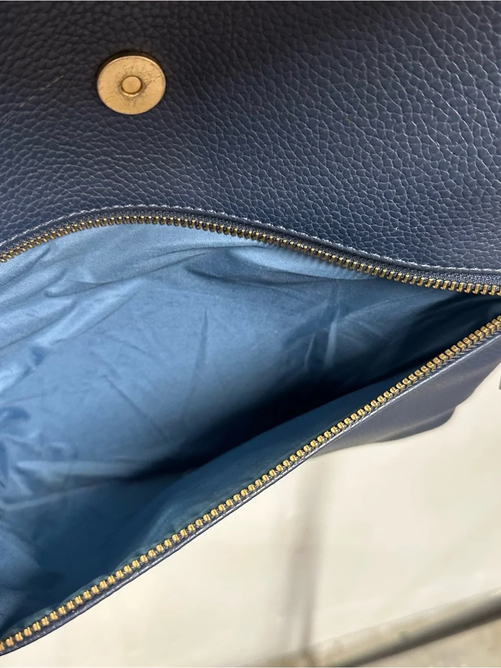 Freshly Picked Navy Leather Diaper Backpack with Gold Hardware